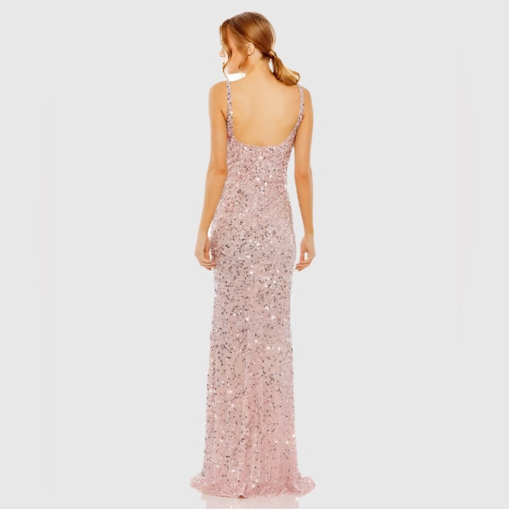MAC DUGGAL
Pink Sequined Low Back Slip Gown - Picture 15 of 17